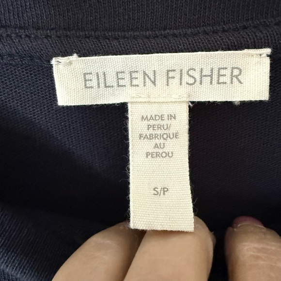 Eileen Fisher, black long sleeve pop over top with side slits. S - Picture 3 of 5